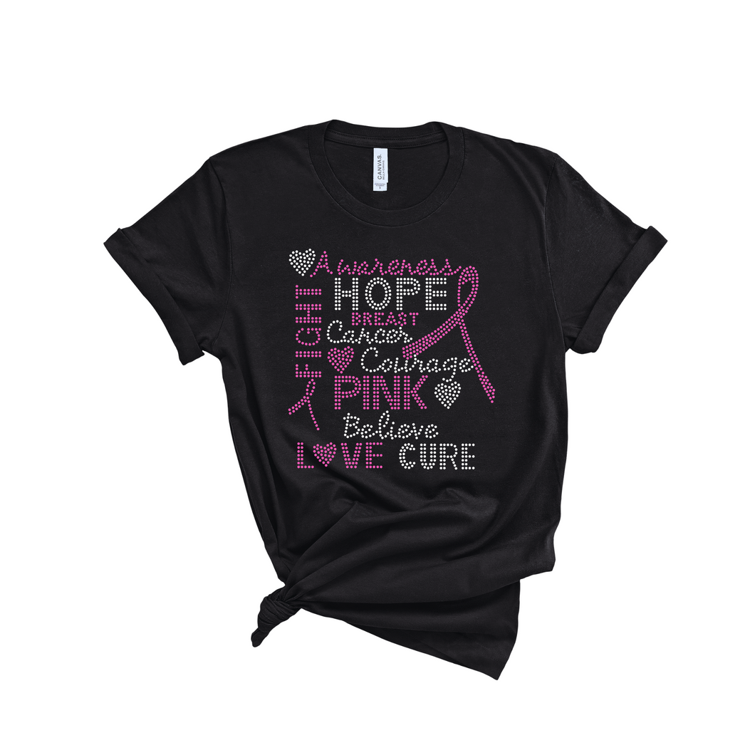 Breast Cancer Awareness Bling T-Shirt