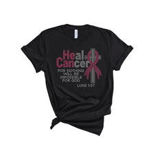 Load image into Gallery viewer, Heal Breast Cancer Awareness Bling T-Shirt

