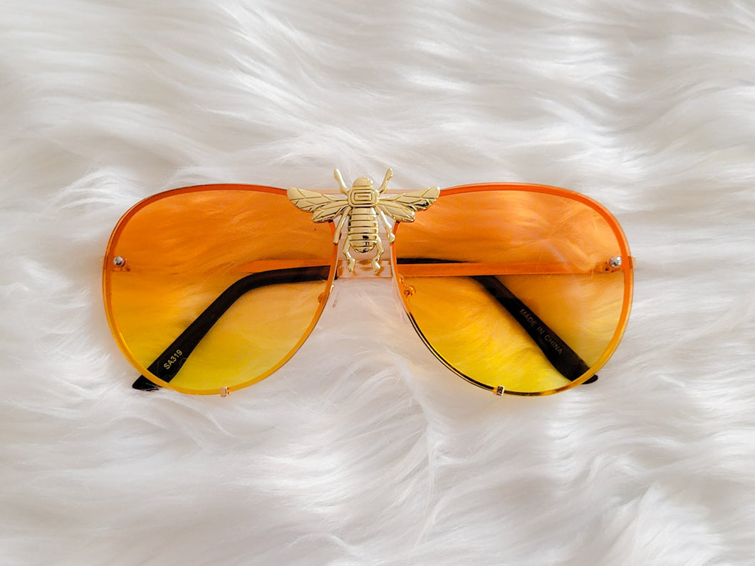 Yellow Aviator Bee Accent Gradient Sunglasses