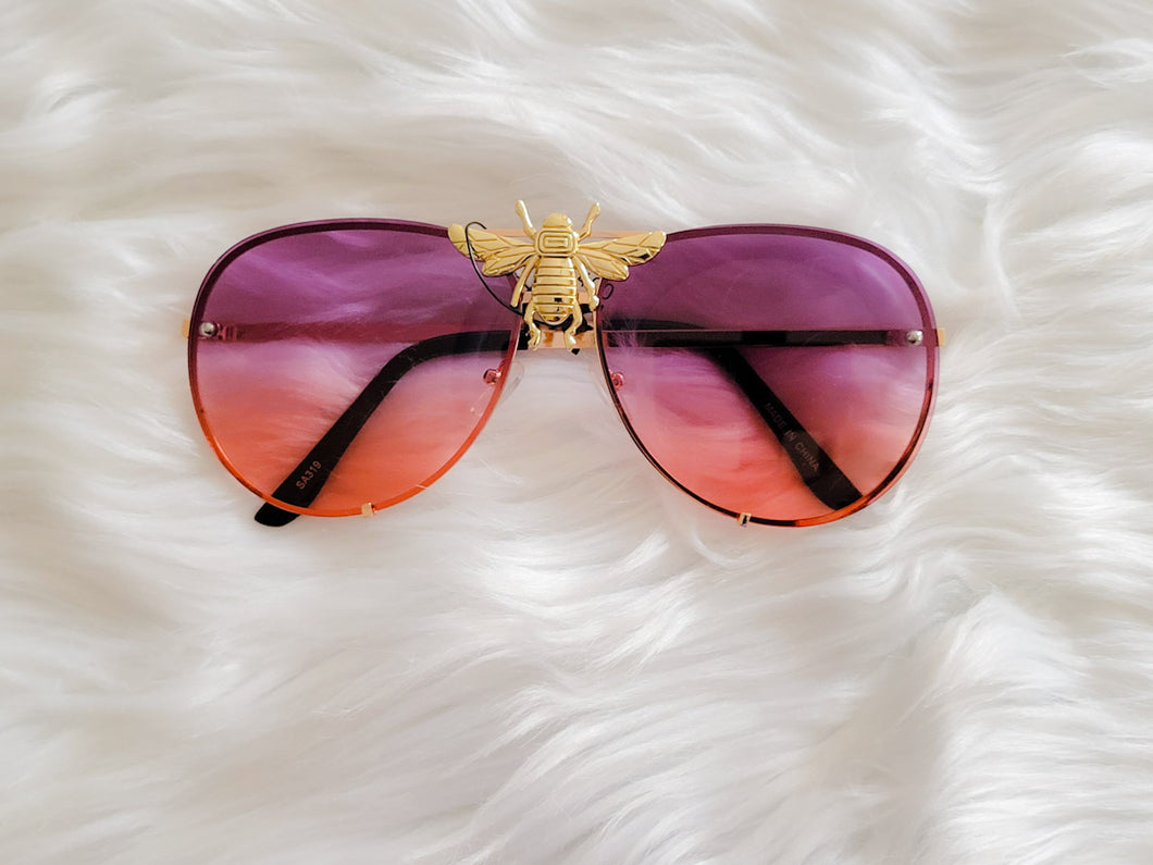Purple Aviator Bee Accent Gradient Sunglasses