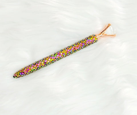 Pink and Green Rainbow Bling Pen