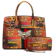 Load image into Gallery viewer, Multi Graffiti Queen Bee 2 in 1 satchel
